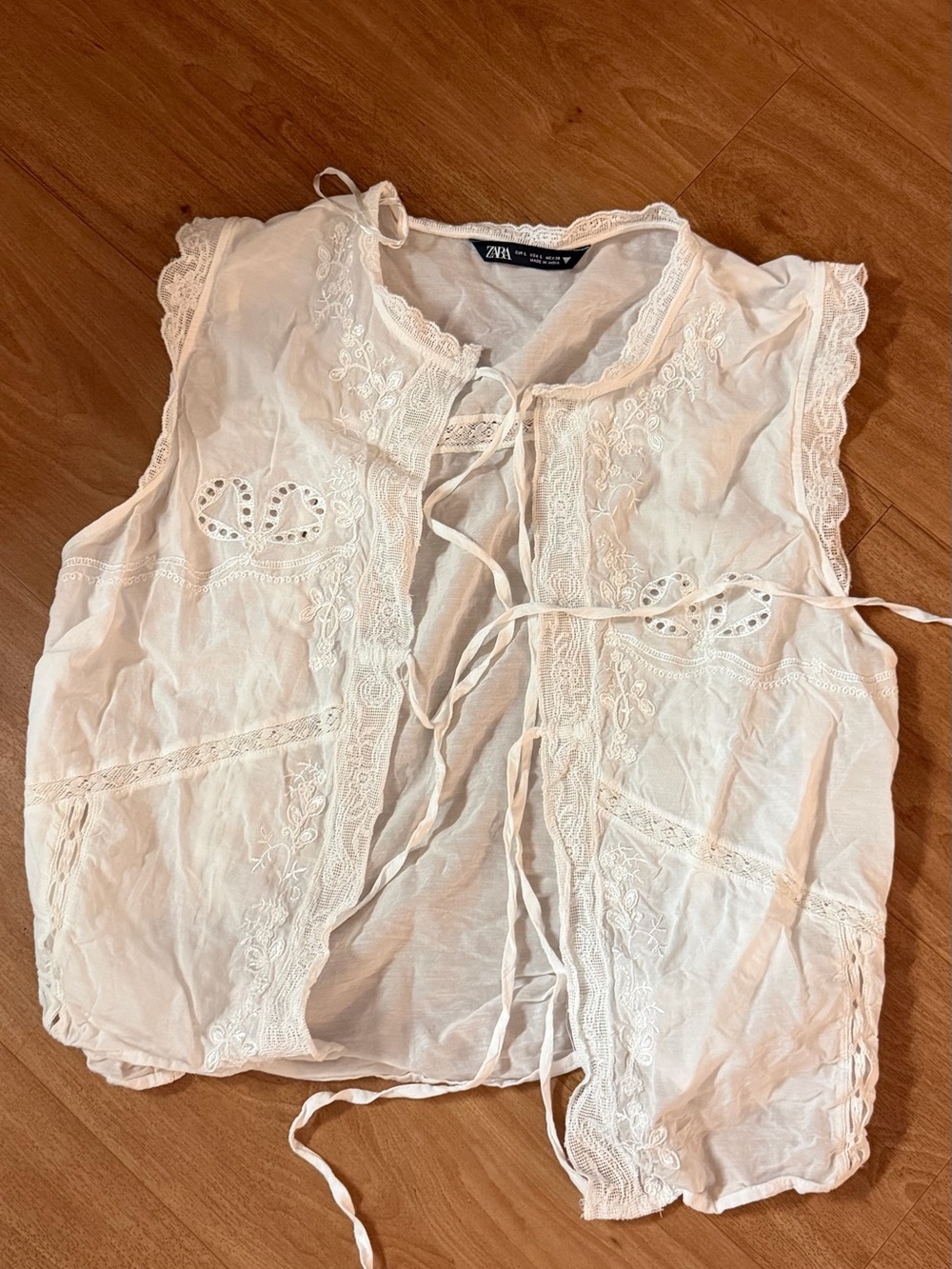 Zara White Lace Tie-Front Camisole